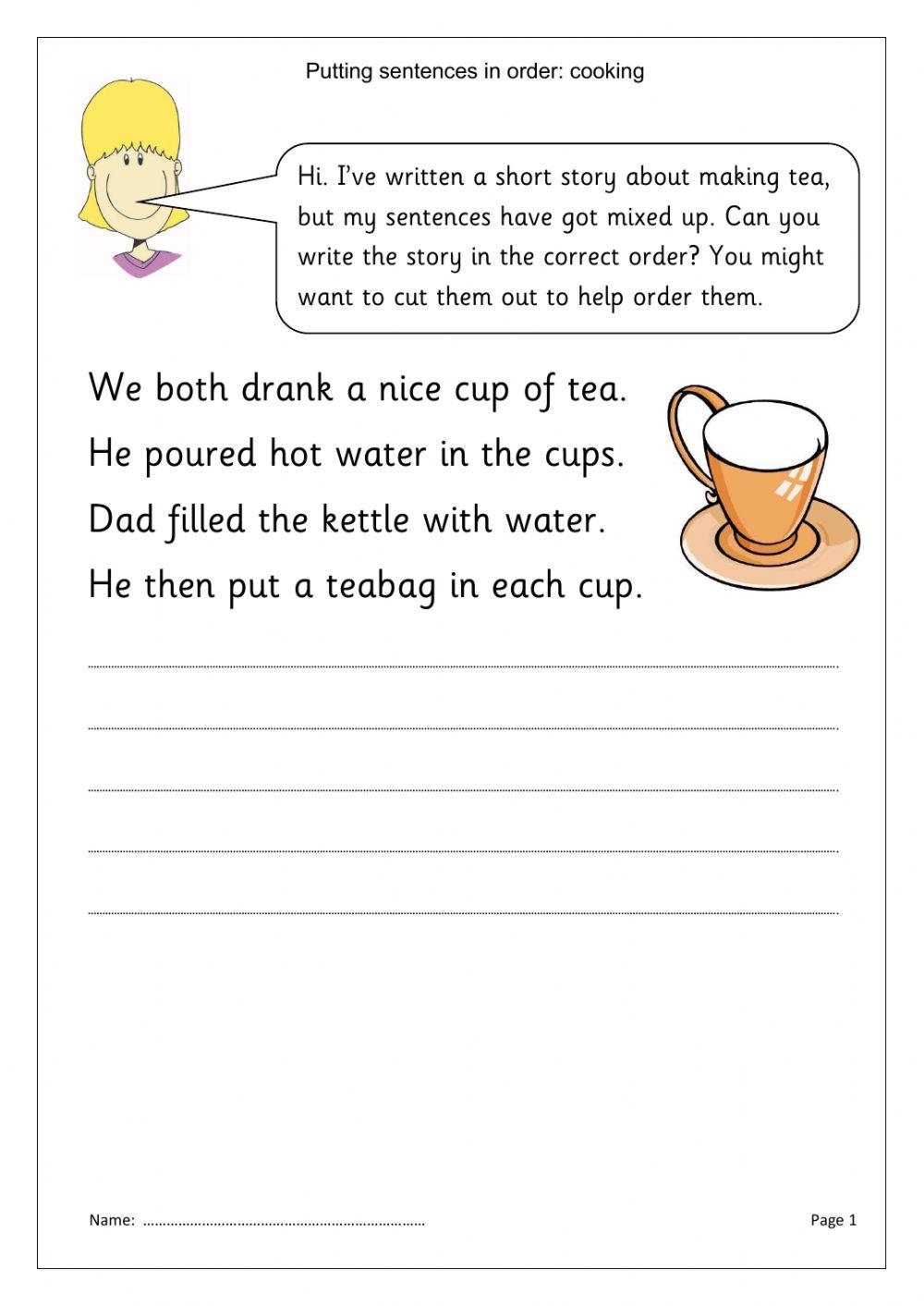 Putting sentences in order