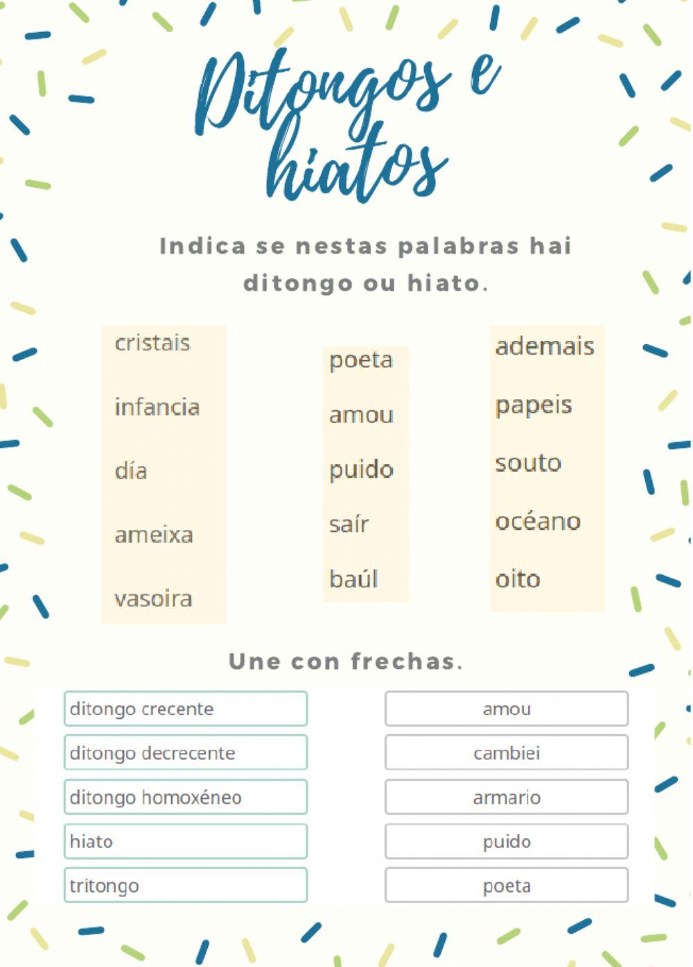 Lingua galega: ditongos e hiatos