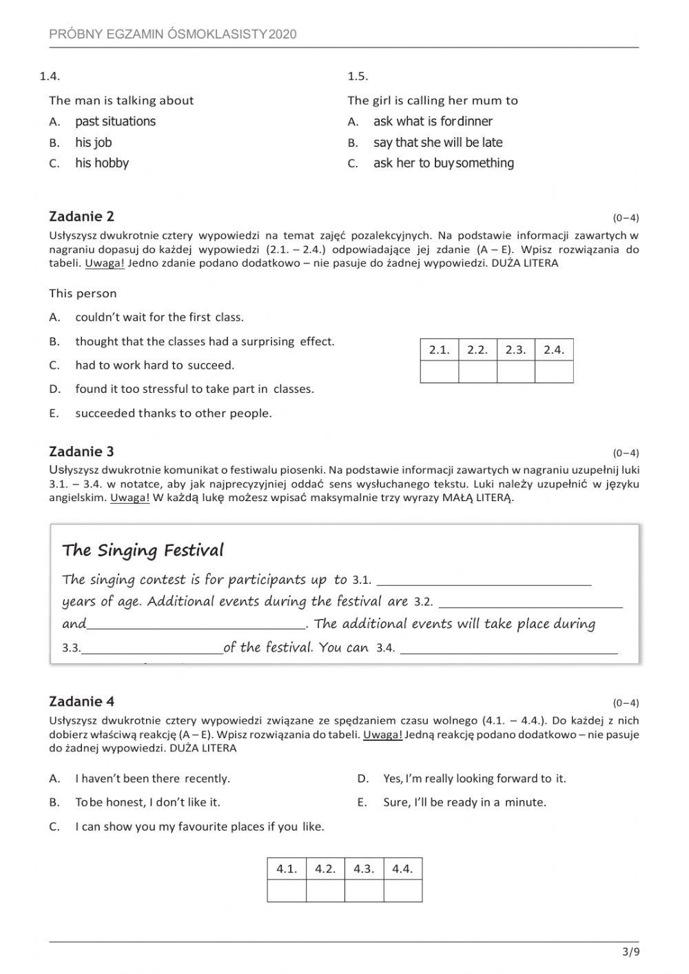Egzamin óesmoklasisty próbny