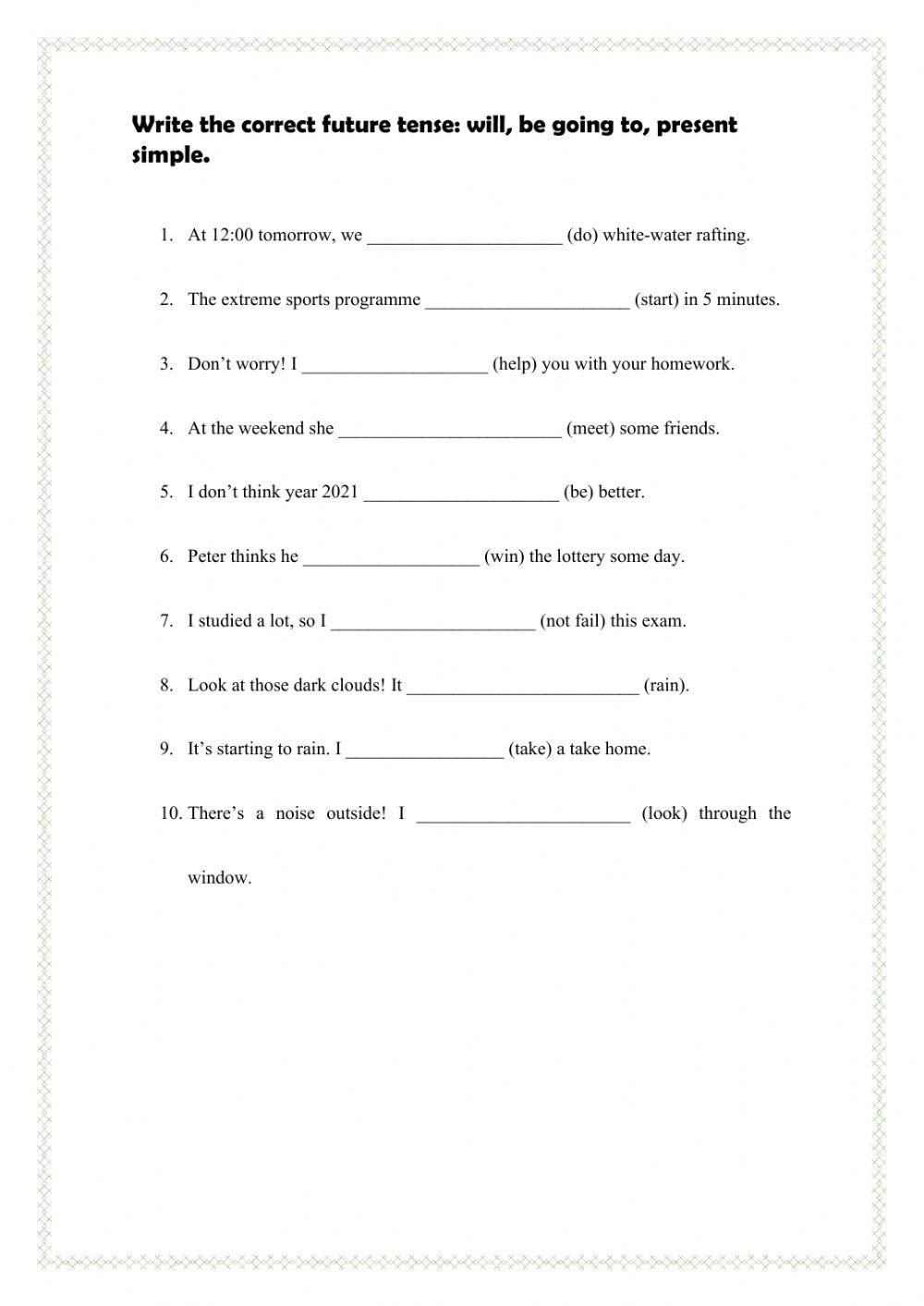 Future tense practice interactive worksheet | Live Worksheets