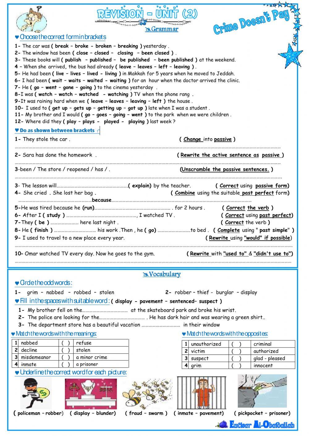 MG3 Unit 2 Revision MG3 Unit 2 Revision