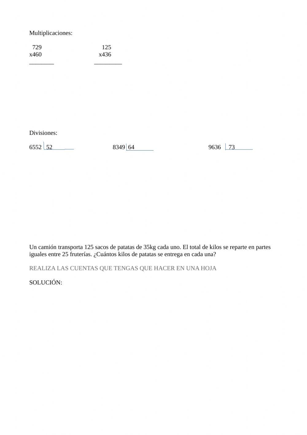 Multiplicaciones y divisiones