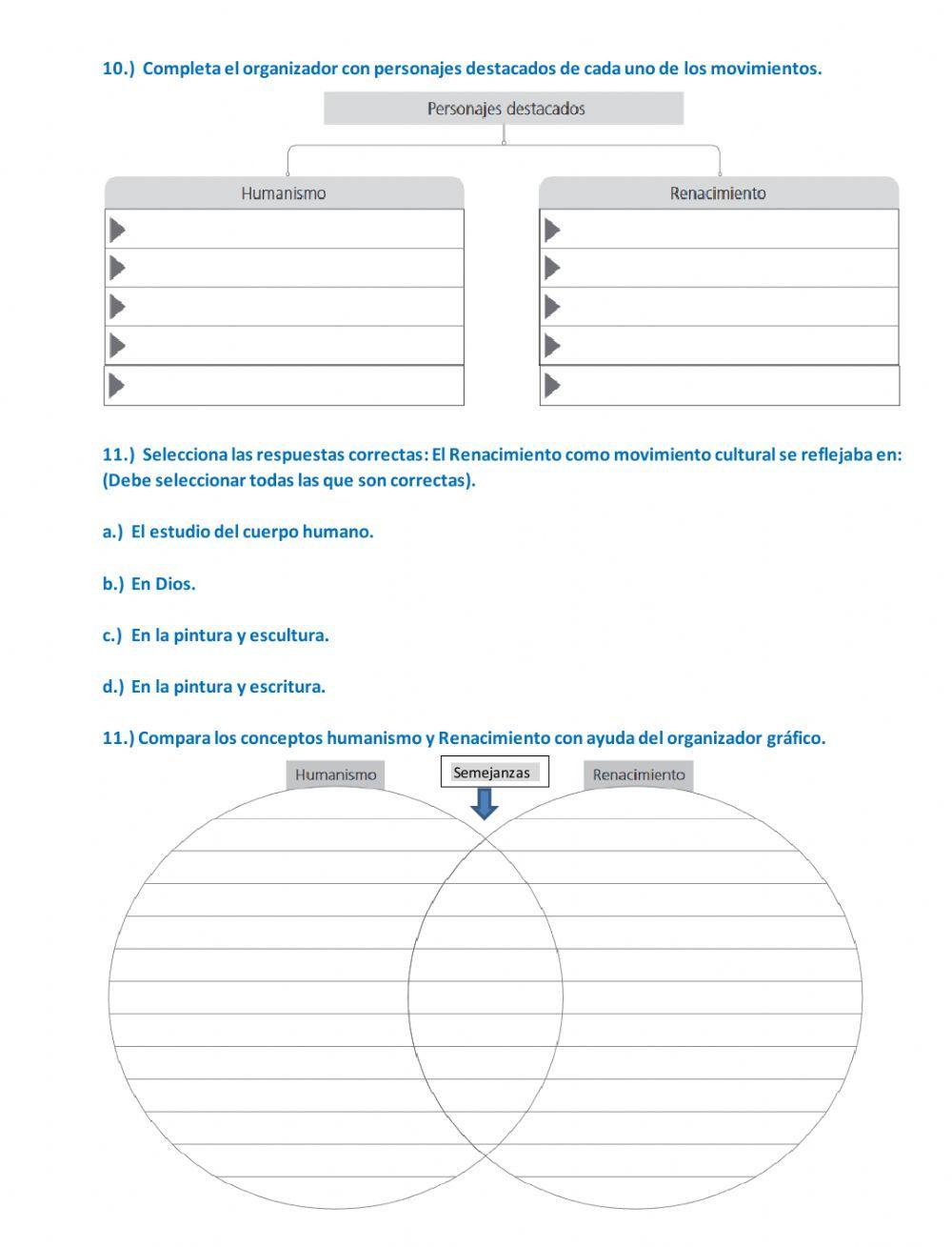 Ficha interactiva: -El Humanismo y el Renacimiento-.