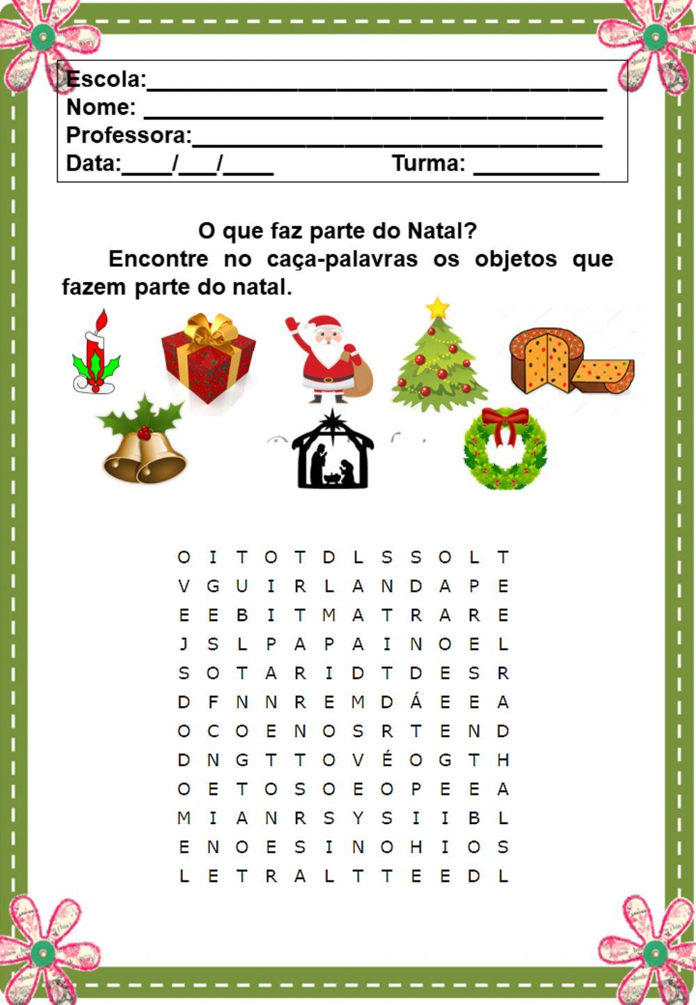 Caça-Palavras sobre o Natal