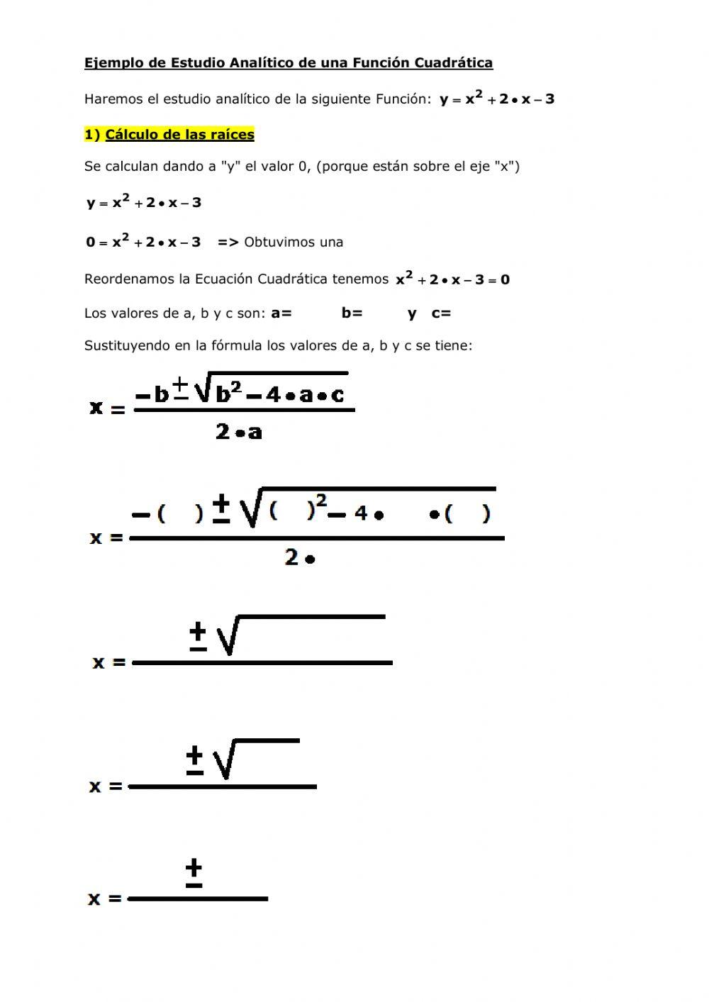 Estudio analítico de la Función Cuadrática