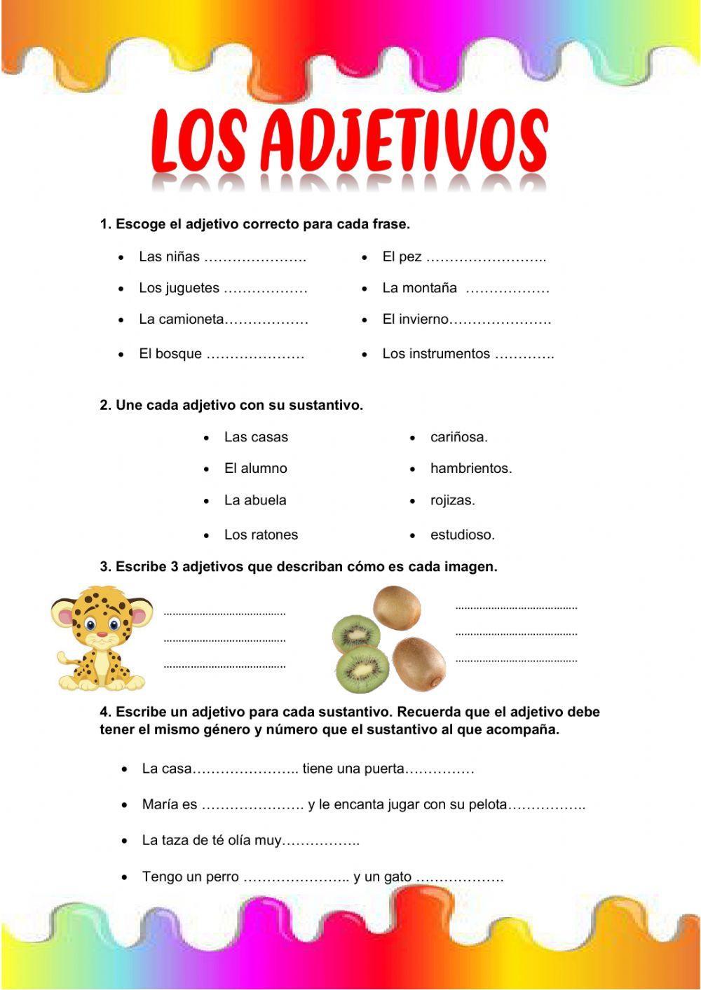 Fichas de adjetivos Fichas de adjetivos