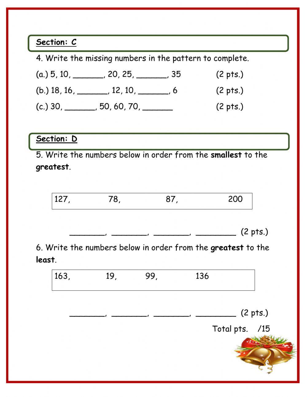 Mathematics Concept Christmas Exam