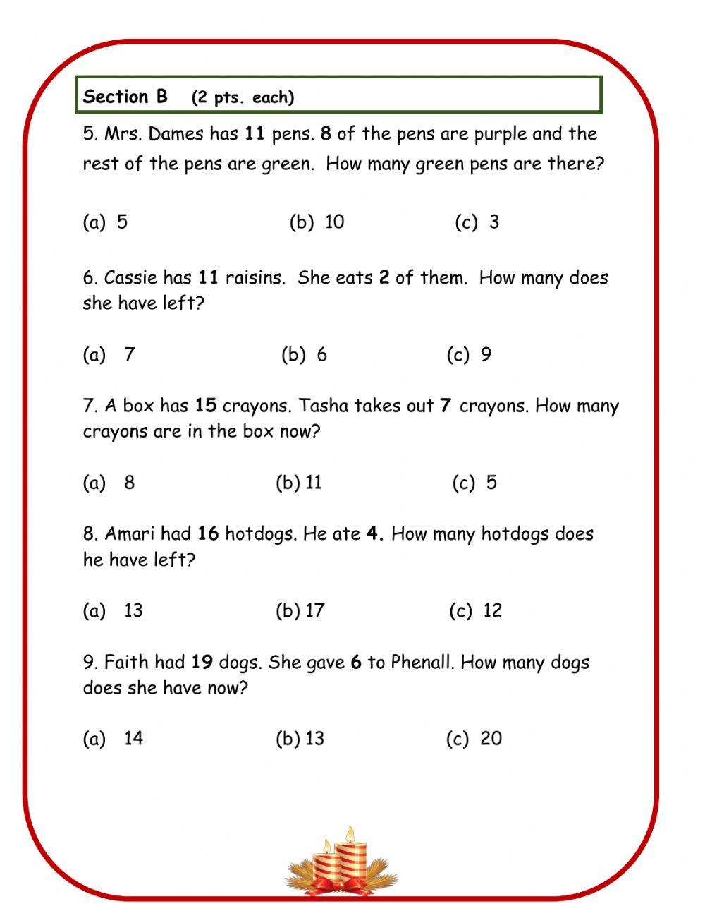 Math Application Christmas Exam final