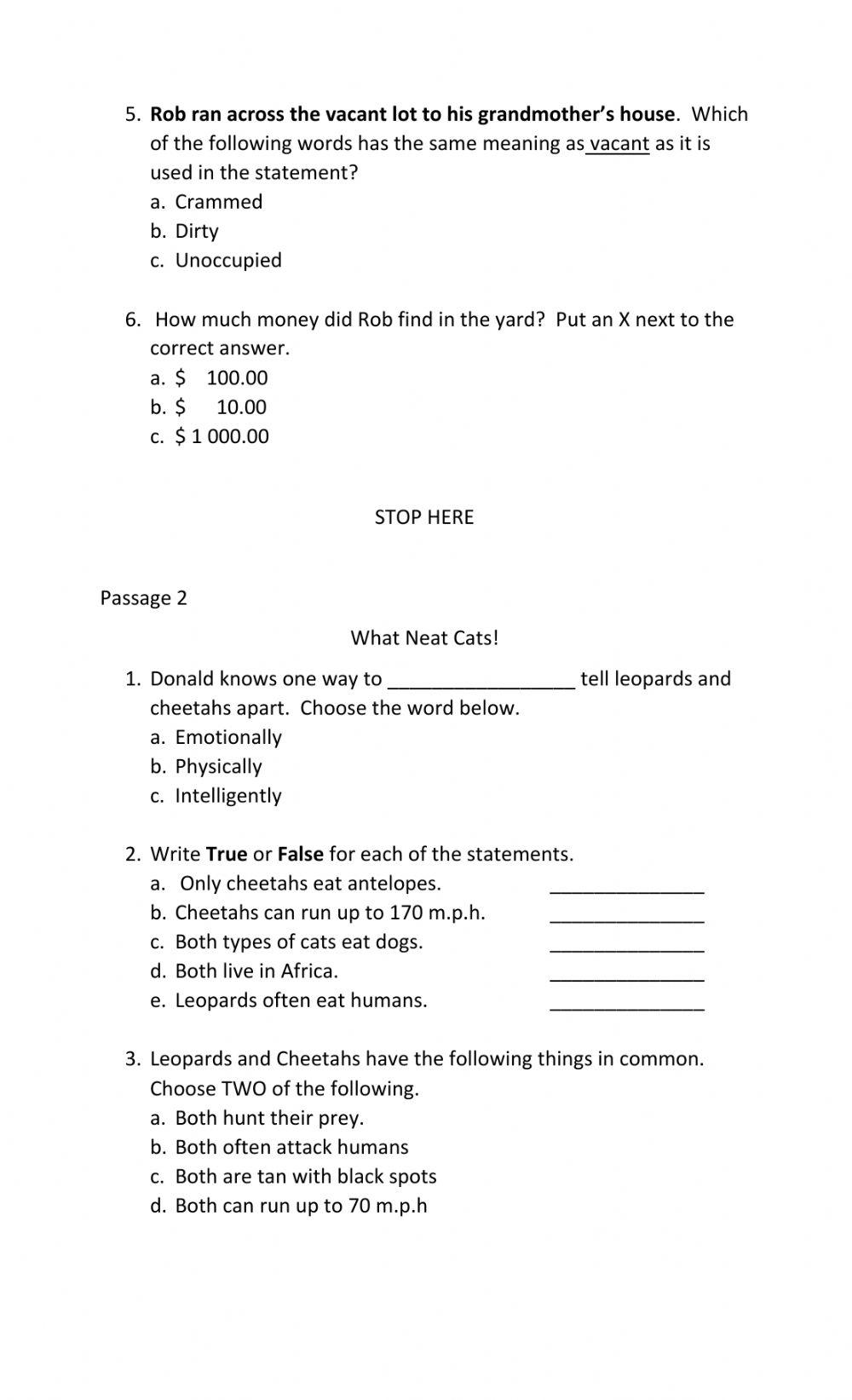 Listening Comprehension exam 2