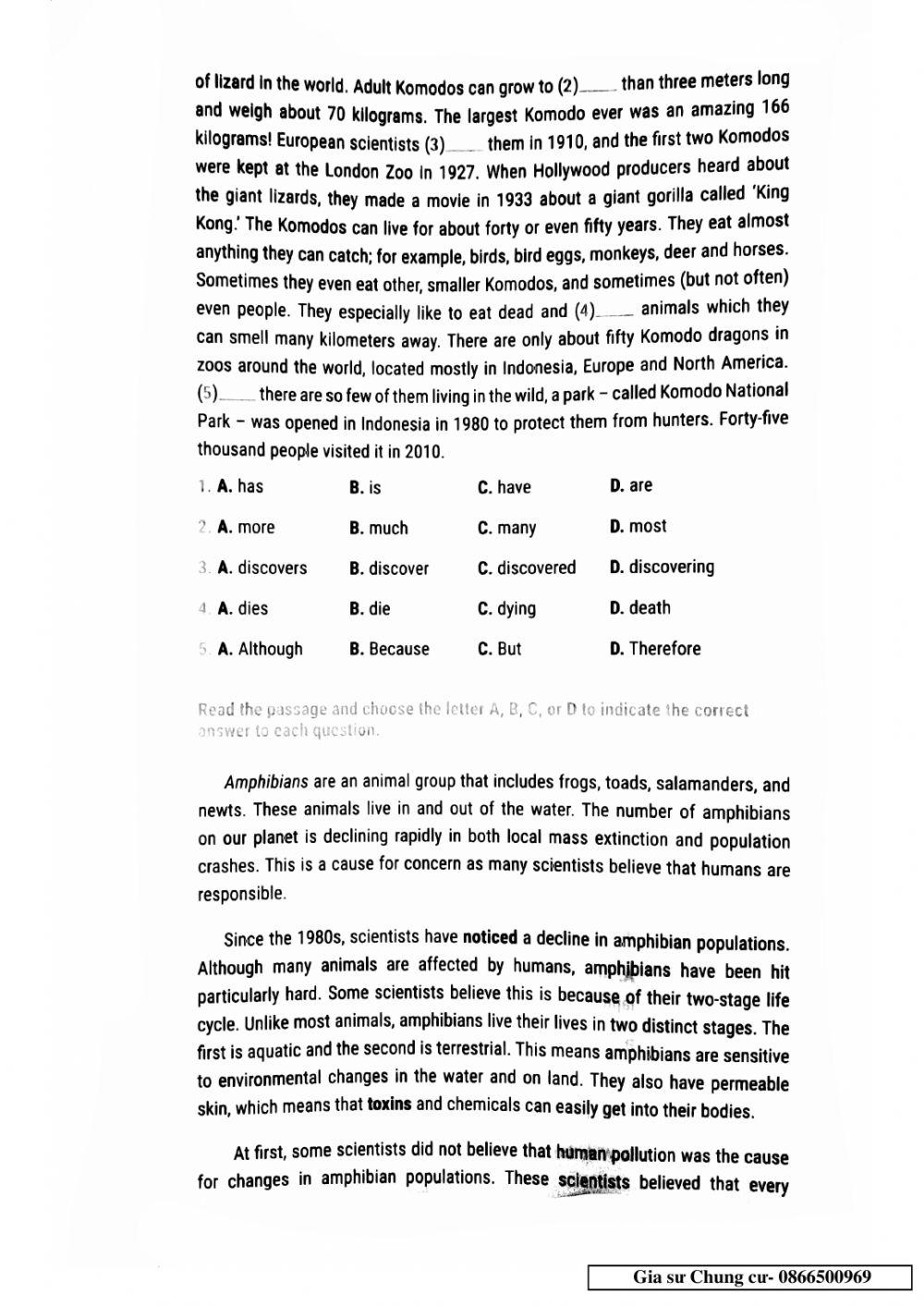 Lớp 12 - Kiểm tra 45p Unit 6,7