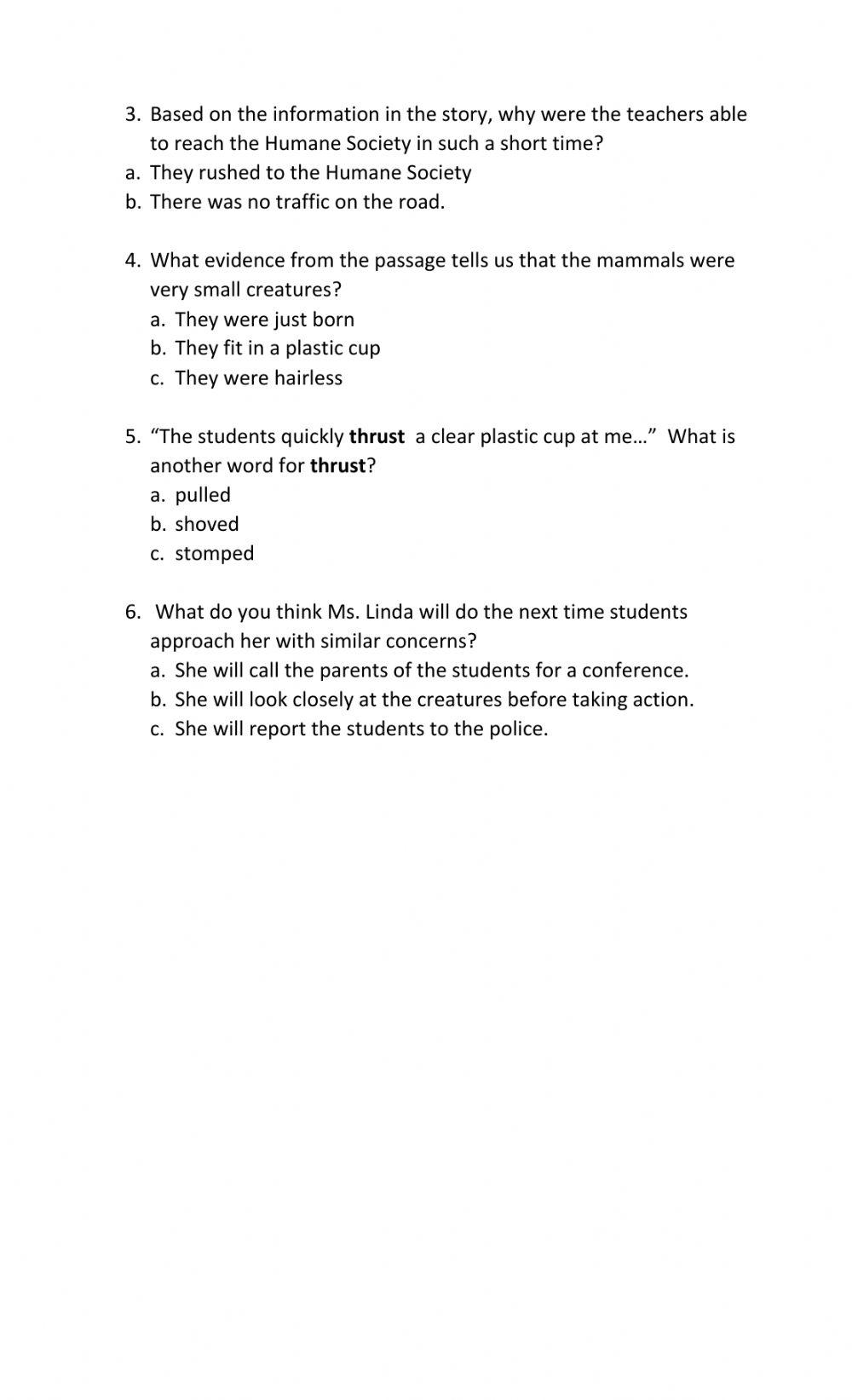 reading comprehension exam 2