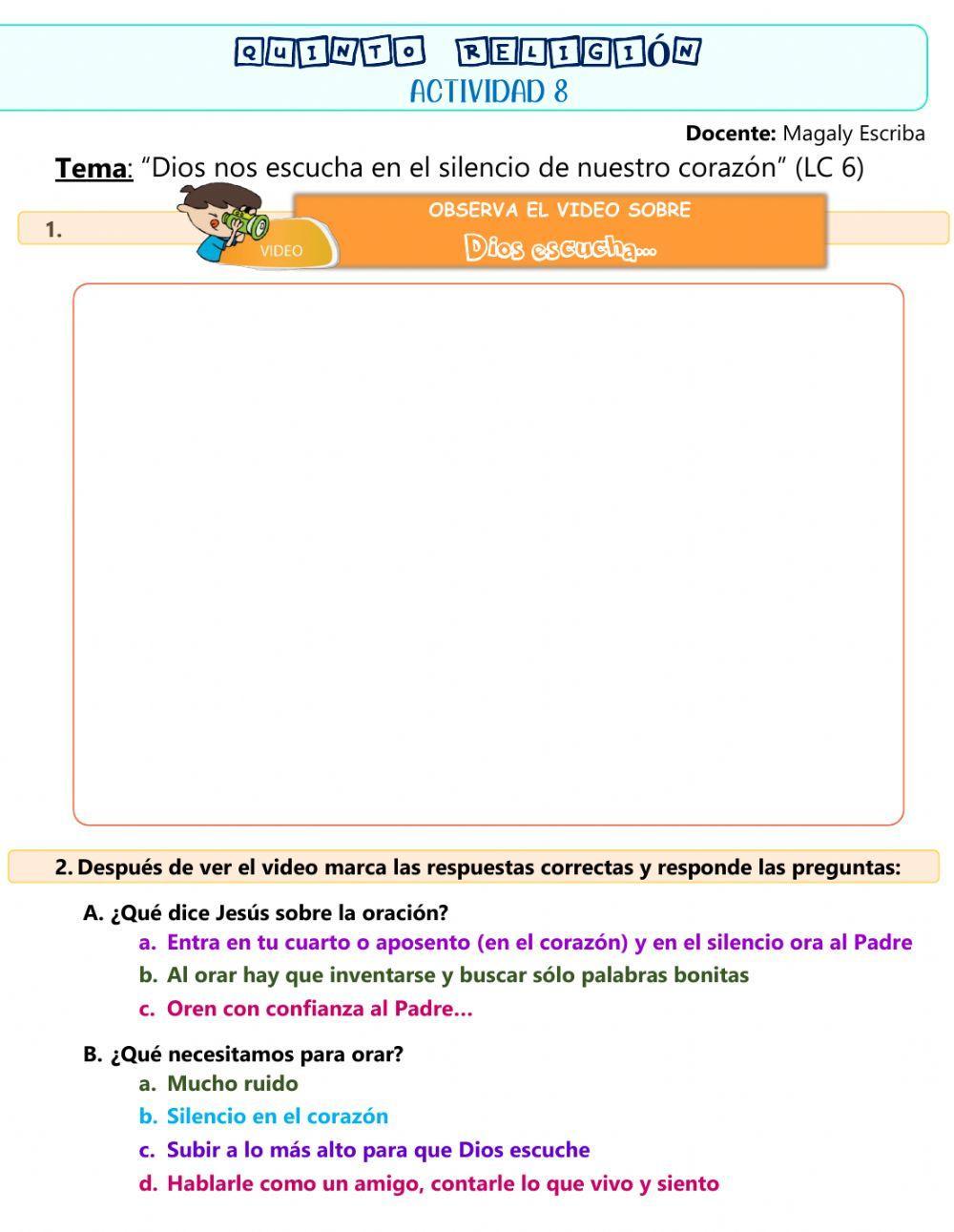 5to religión Refuerzo académico