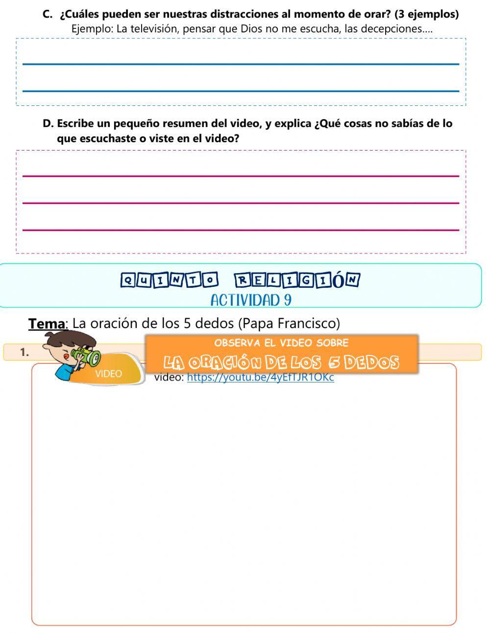 5to religión Refuerzo académico