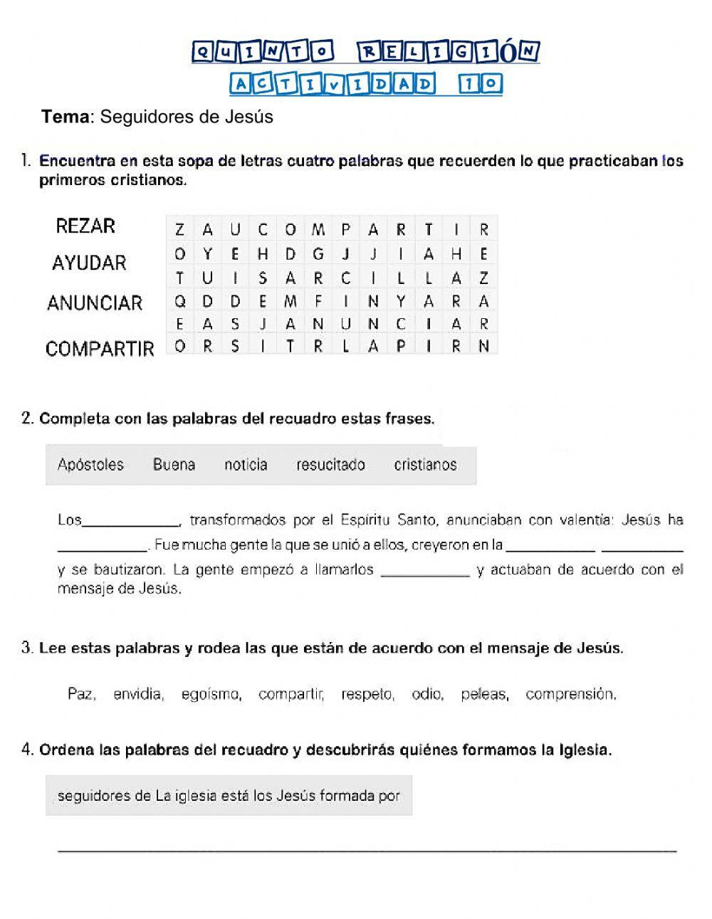 5to religión Refuerzo académico