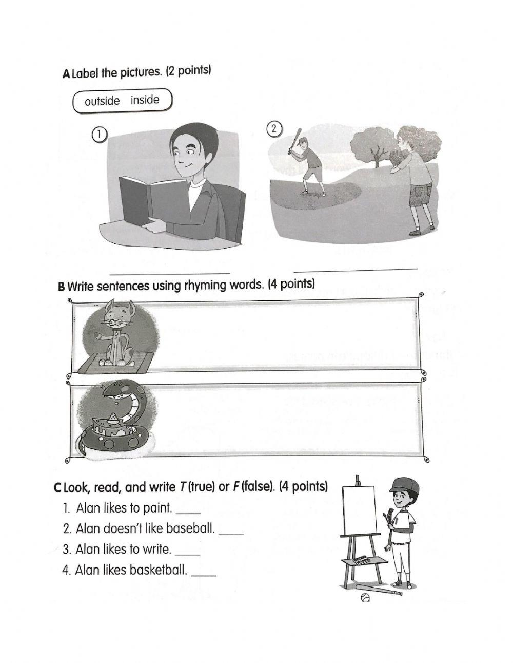 Actividades de repaso Inglés 2° de primaria