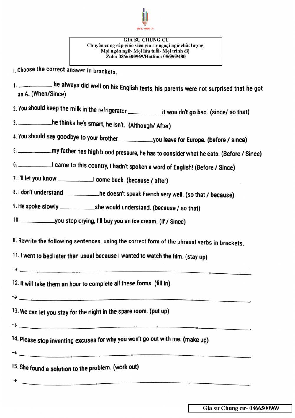 Lớp 12 - Kiểm tra 15 phút Unit 8,9,10