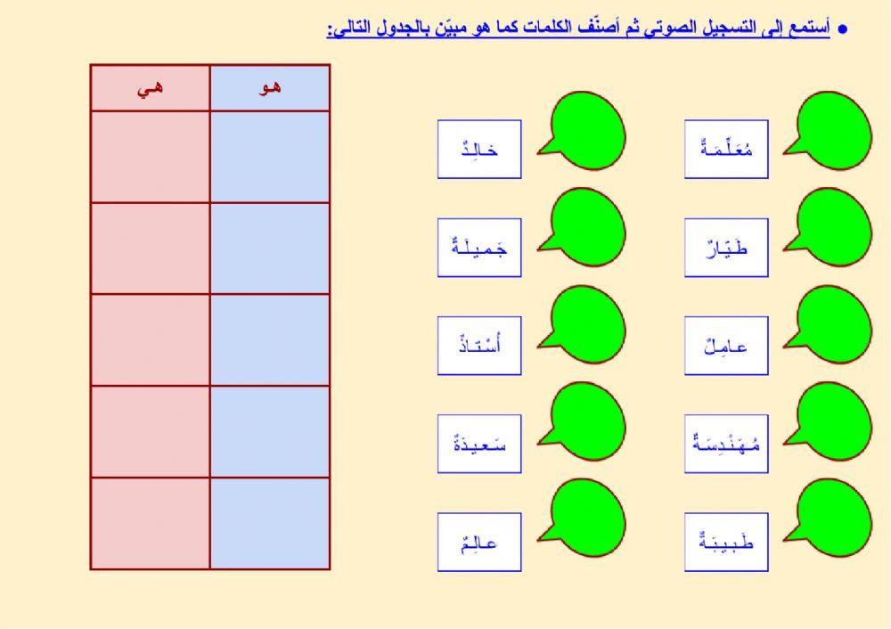 ضمائر الغائب ( هو - هي ) - 1