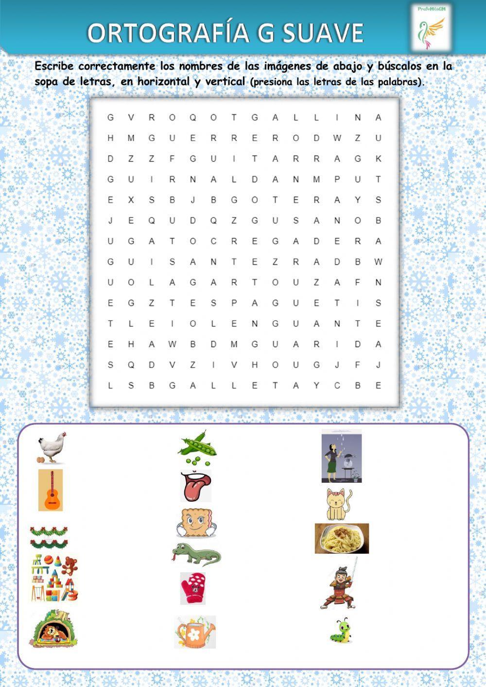 Sopa de letras g suave