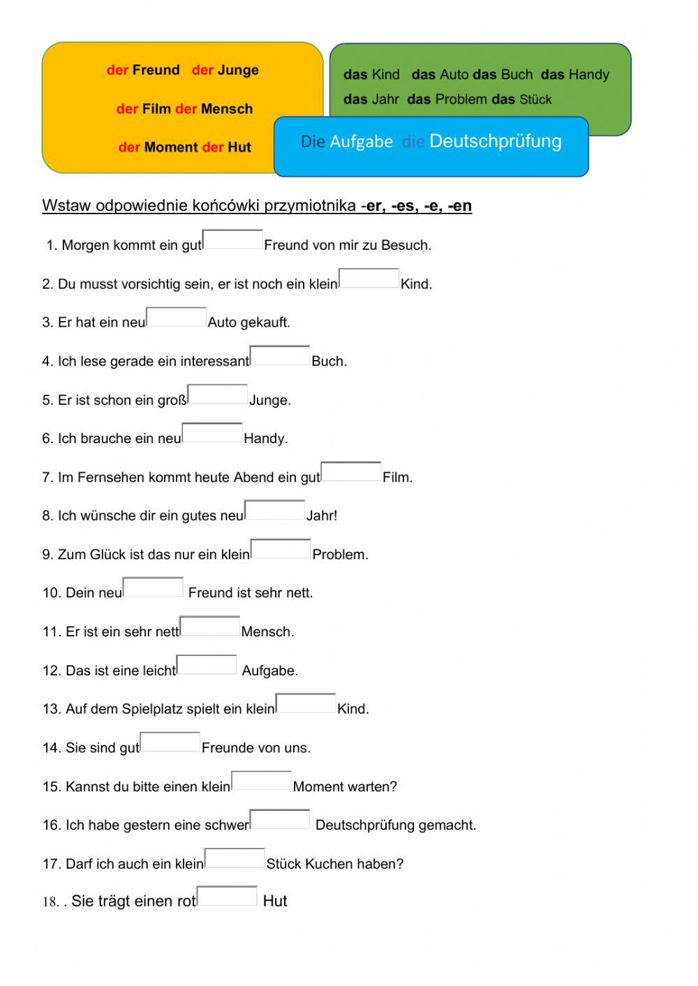 Niemiecki klasa 7 Mach mit 4 kapitel 2 odmiana przymiotnika
