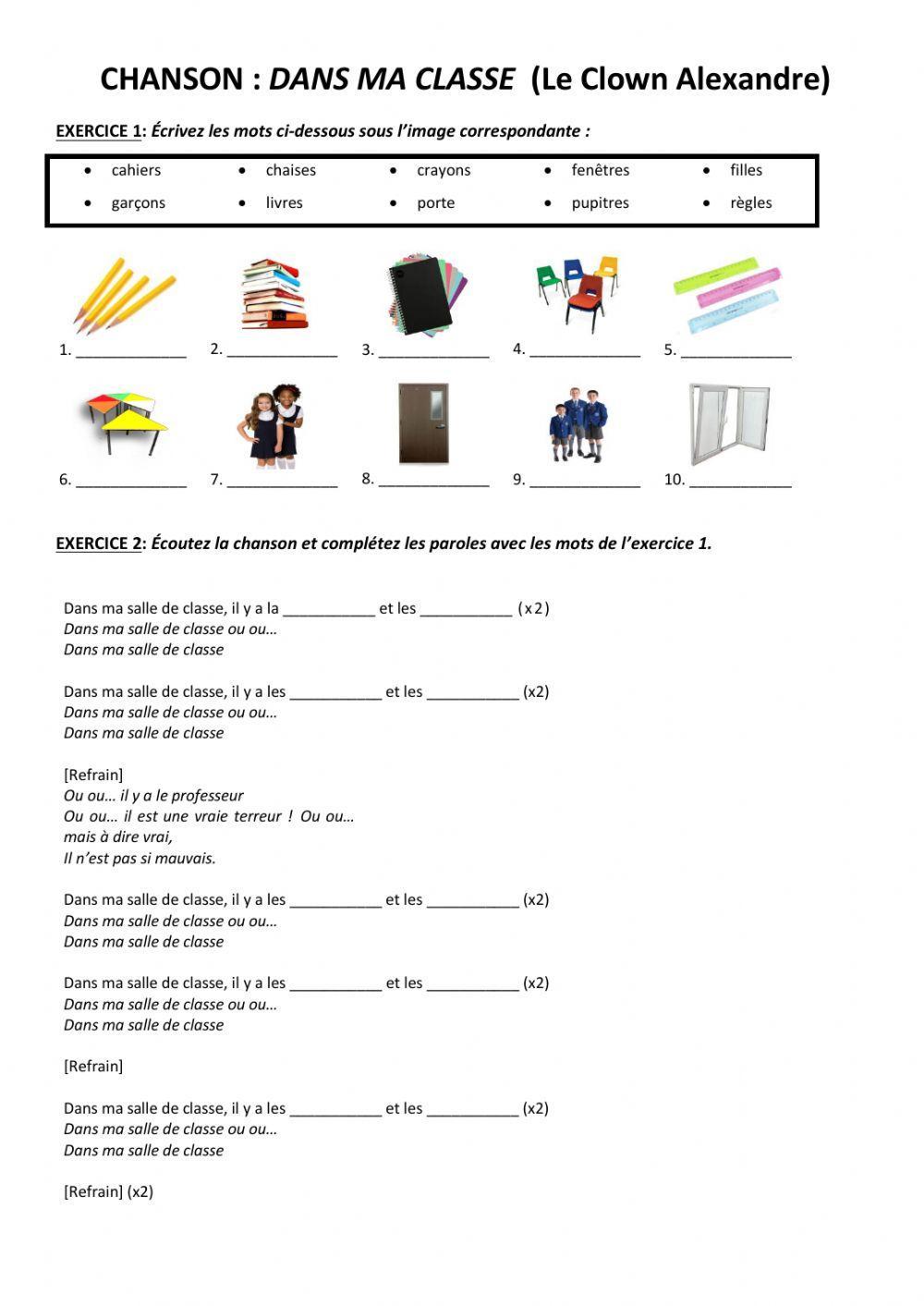 Chanson: -DANS MA SALLE DE CLASSE- (Le Clown Alexandre)
