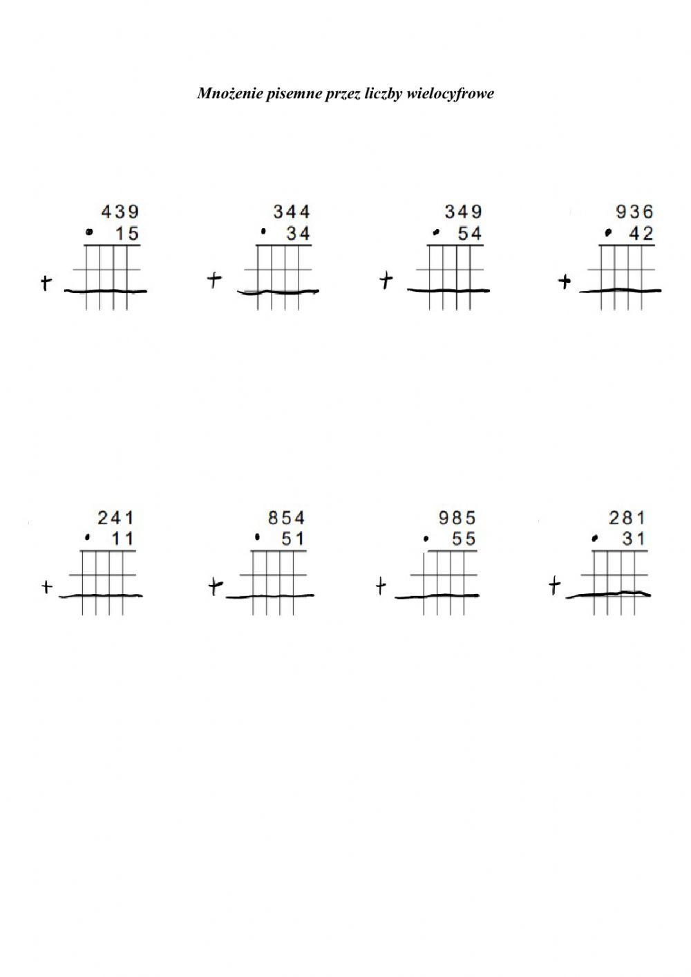 Mnożenie przez liczby wielocyfrowe