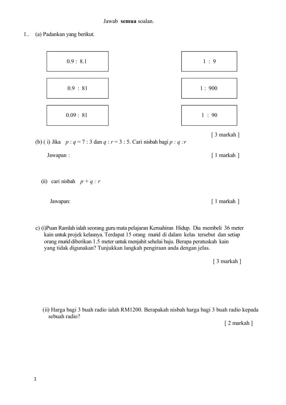 Ujian akhir tahun | Live Worksheets