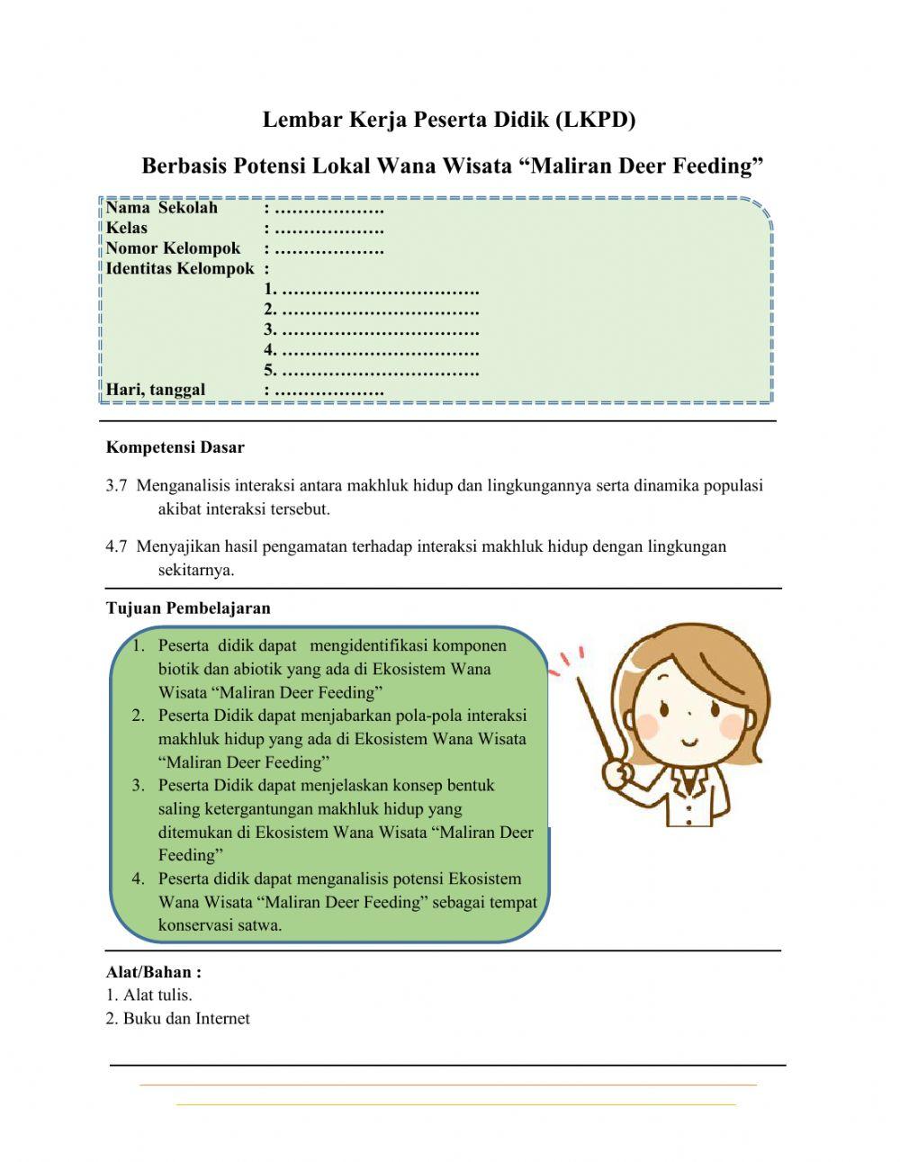 E-LKPD Berbasis Potensi Lokal Wana Wisata -Maliran Deer Feeding-