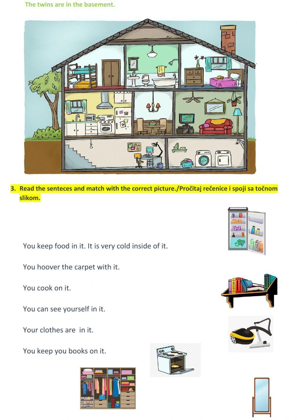 READING COMPREHENSION:ROOMS IN THE HOUSE
