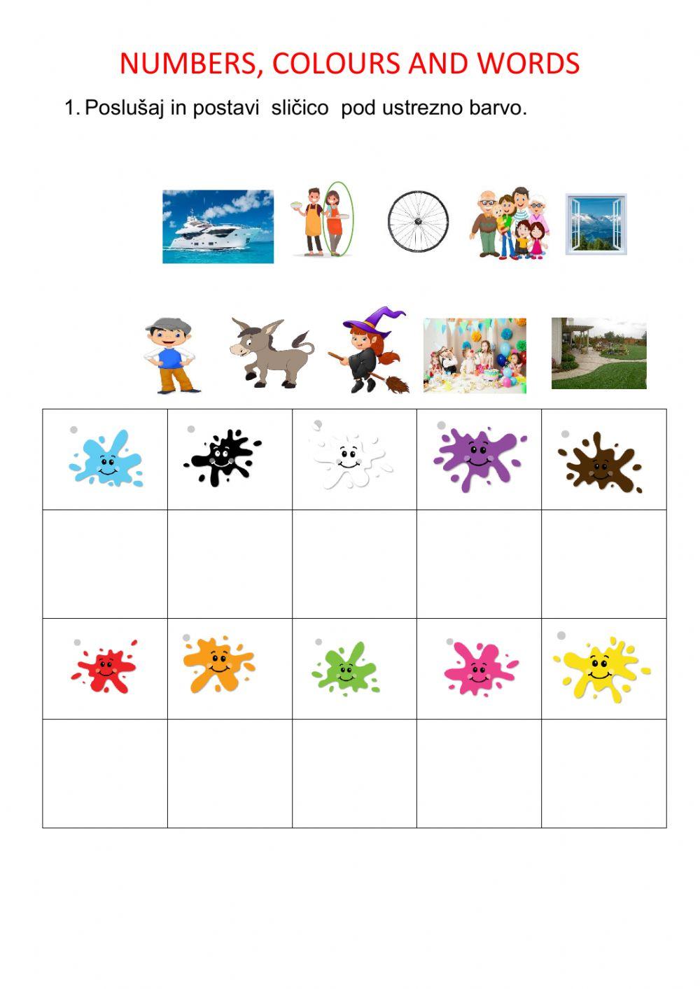 Number, colours and words