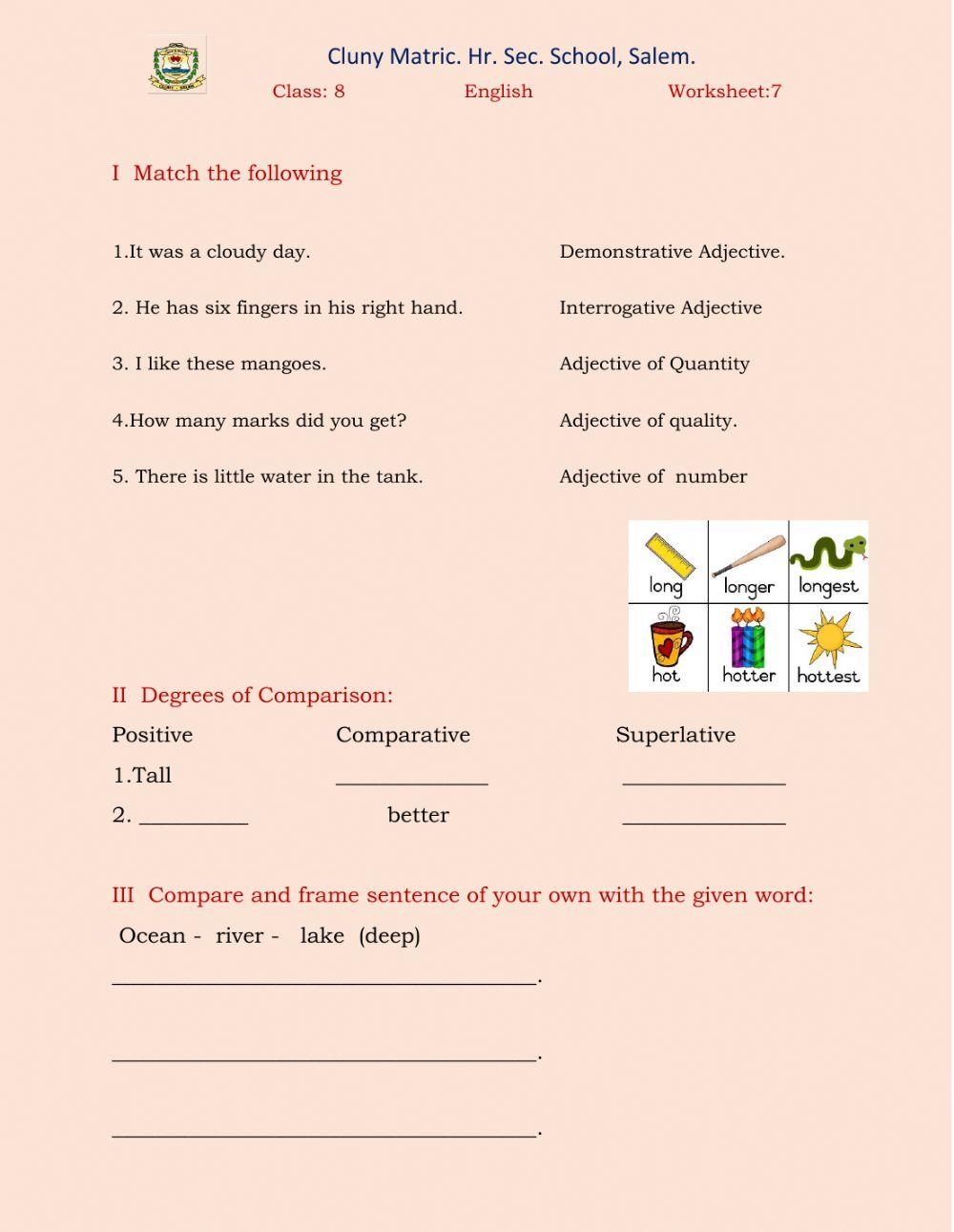 Class 8 English Worksheet - 2