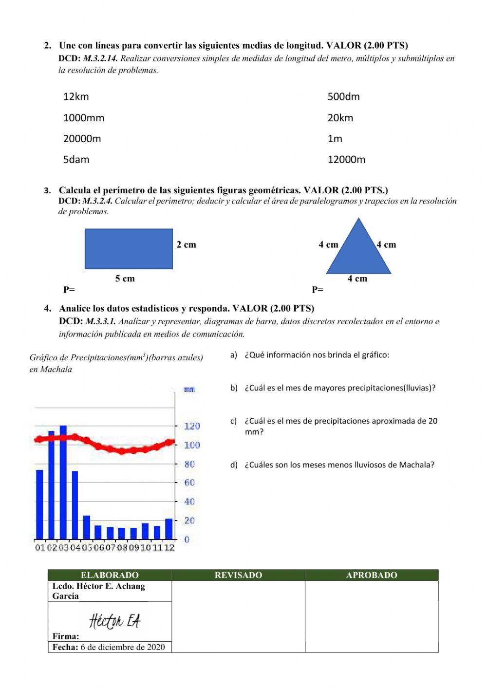 Examen 5to año 2do Quimestre 1er Parcial Matemática