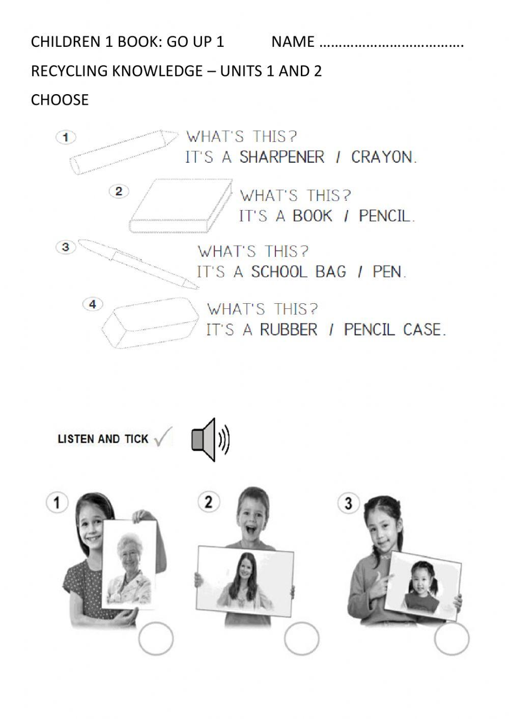 Recycling knowledge children 1 - units 1-2