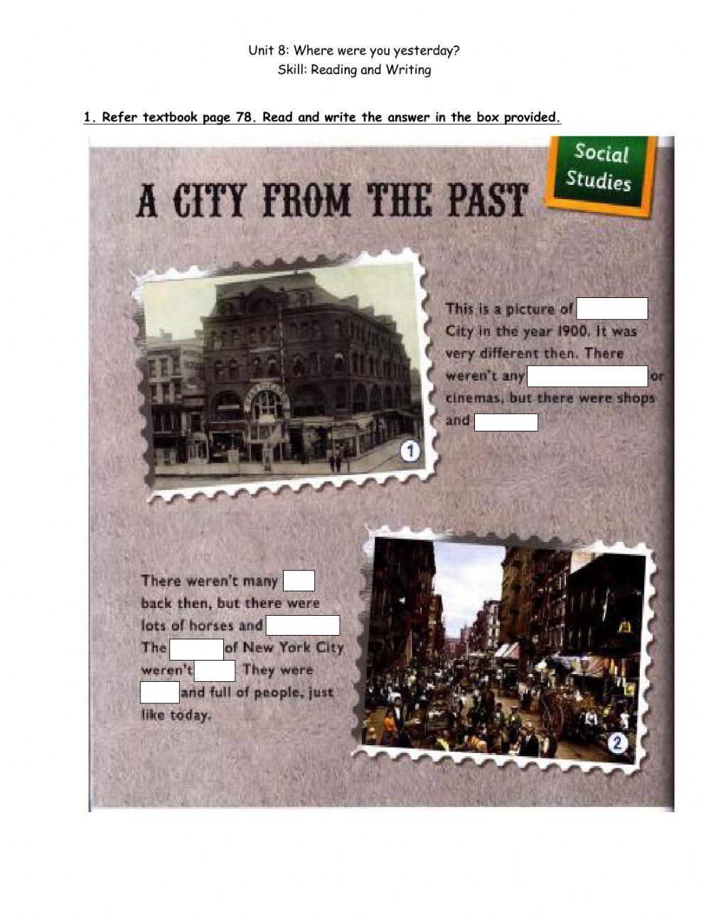 Unit 8 English Year 3 City in the past