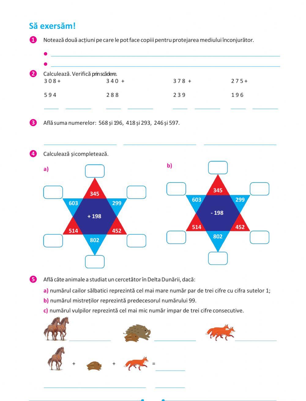 Adunarea și scăderea nr. nat. 0-1000