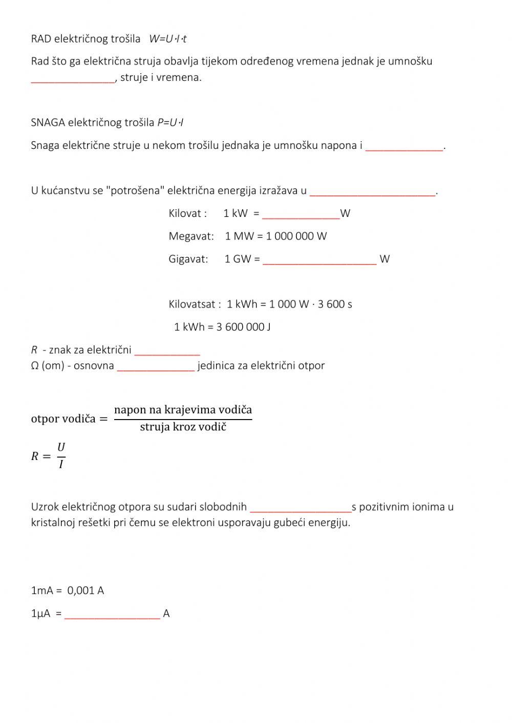 Električna struja-ponavljanje