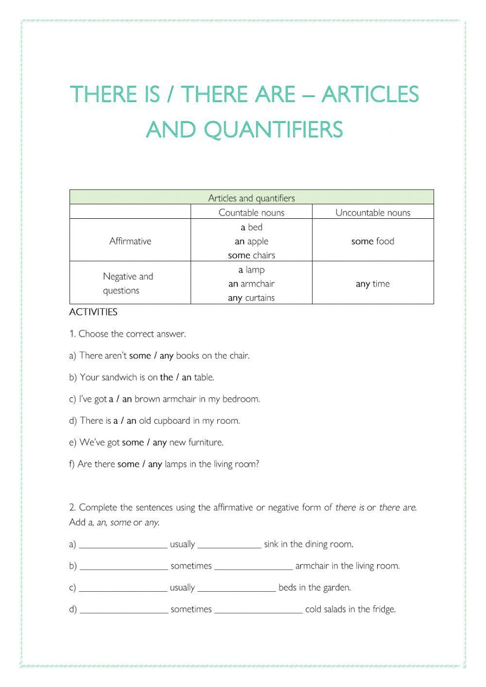 Articles and quantifiers