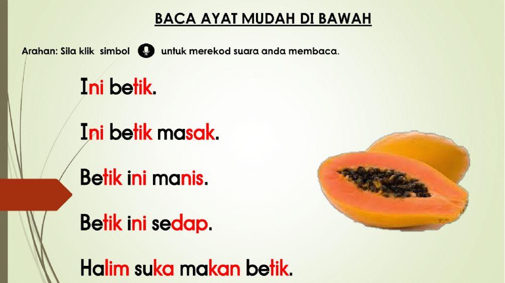 Kemahiran 11: Perkataan KVKVK (Bacaan Ayat Mudah)