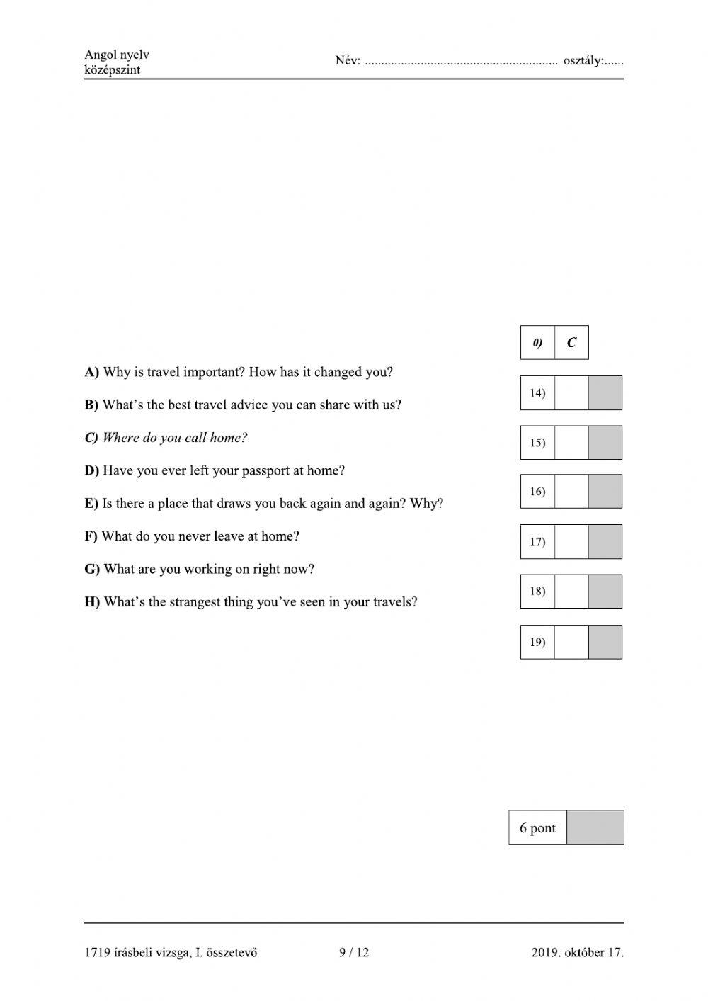 Matura B1 Reading questions-answers