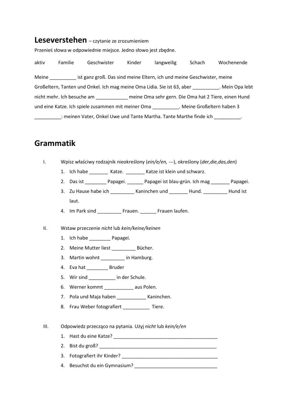 Die Familie - powtórzenie