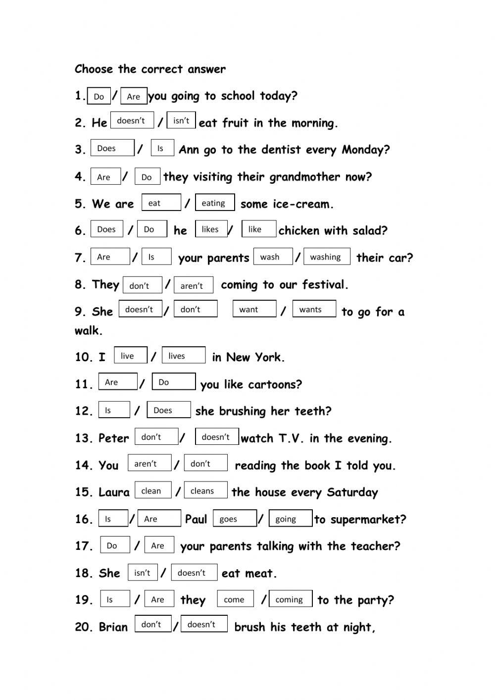 Present Simple-Present Continuous