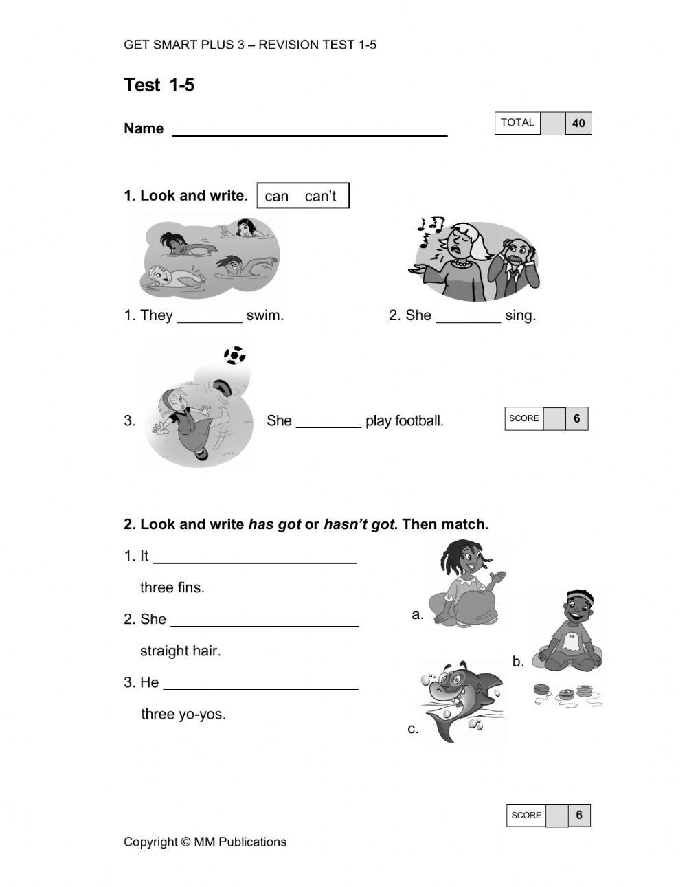 English Year 3 GetSmart Plus Test 1 - 5