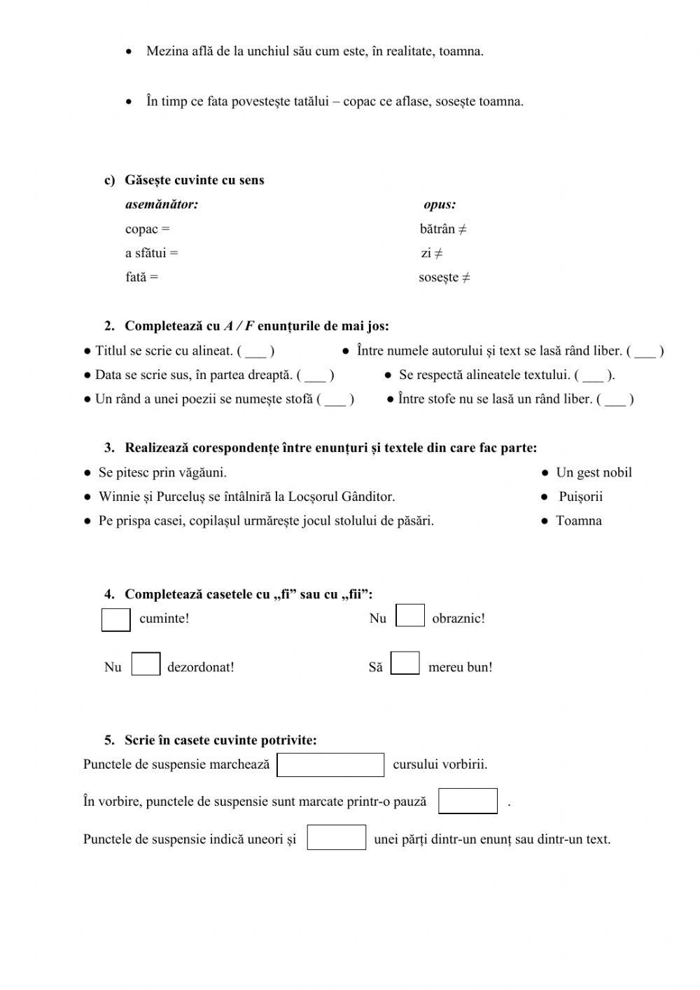 Test U. I. ,,De unde vine Toamna?-