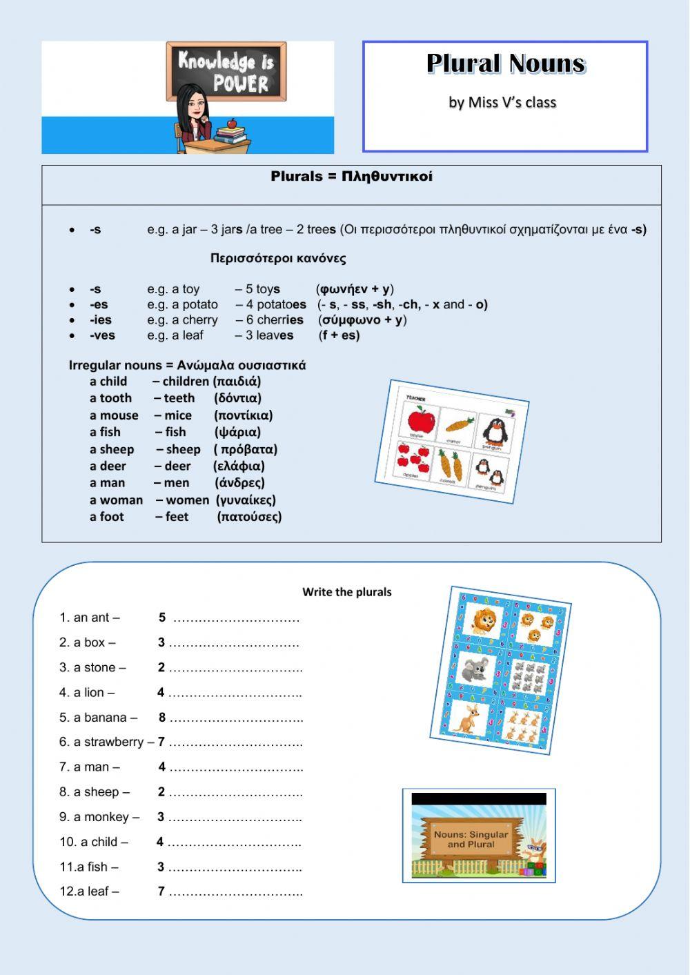 Plural Nouns - Rules and Practice