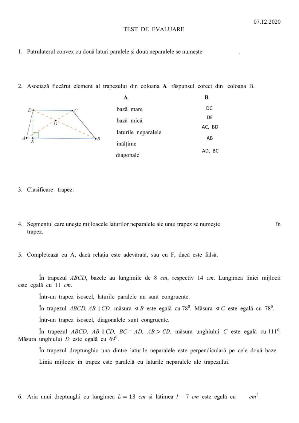 Test  clasa  a  VII-a