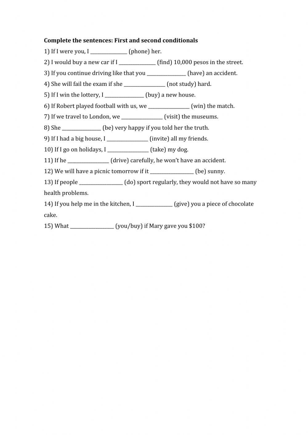 First and Second Conditionals