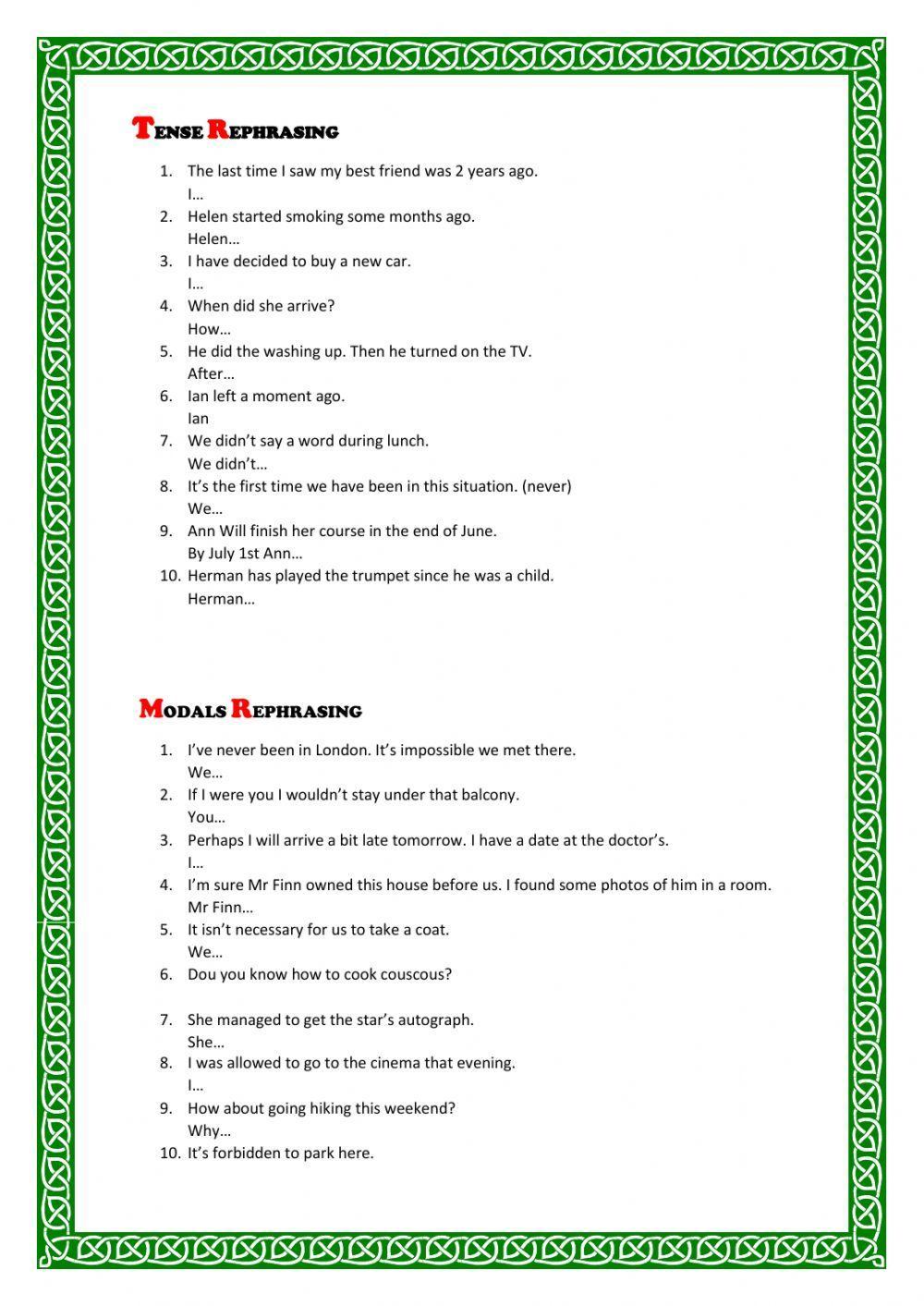 Tense and modal rephrasing