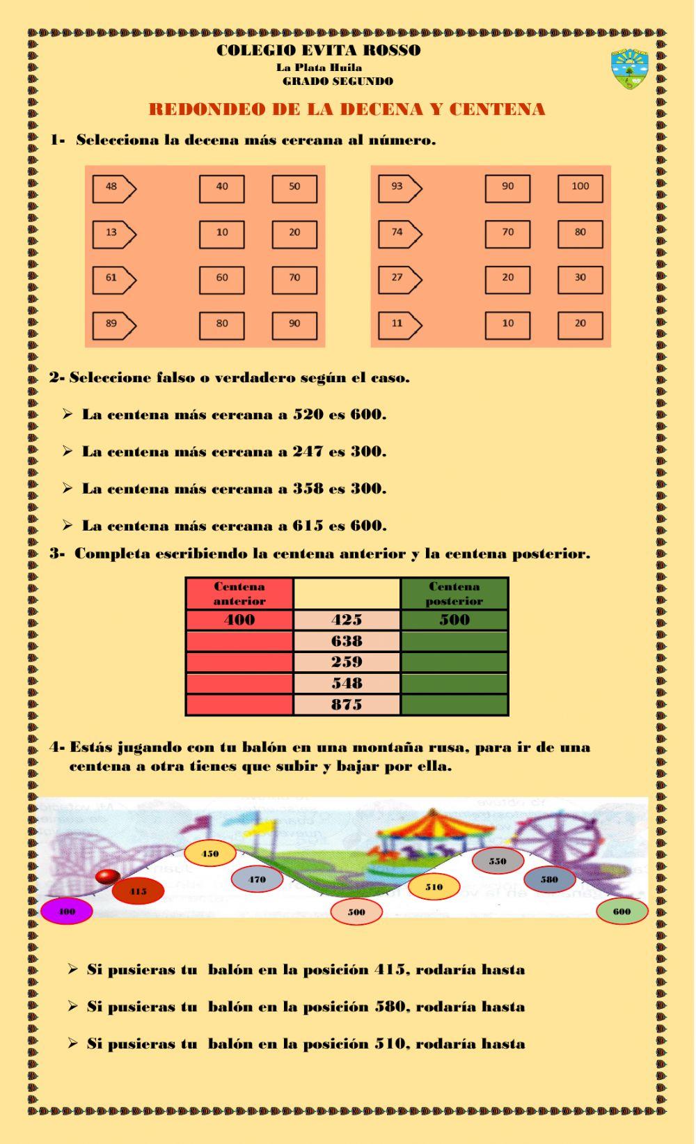 Aproximación a la decena y centena