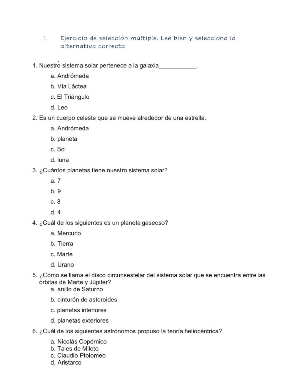 El sistema solar y los planetas