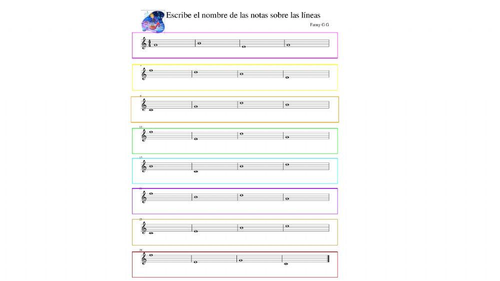 Nombre notas en líneas y espacios