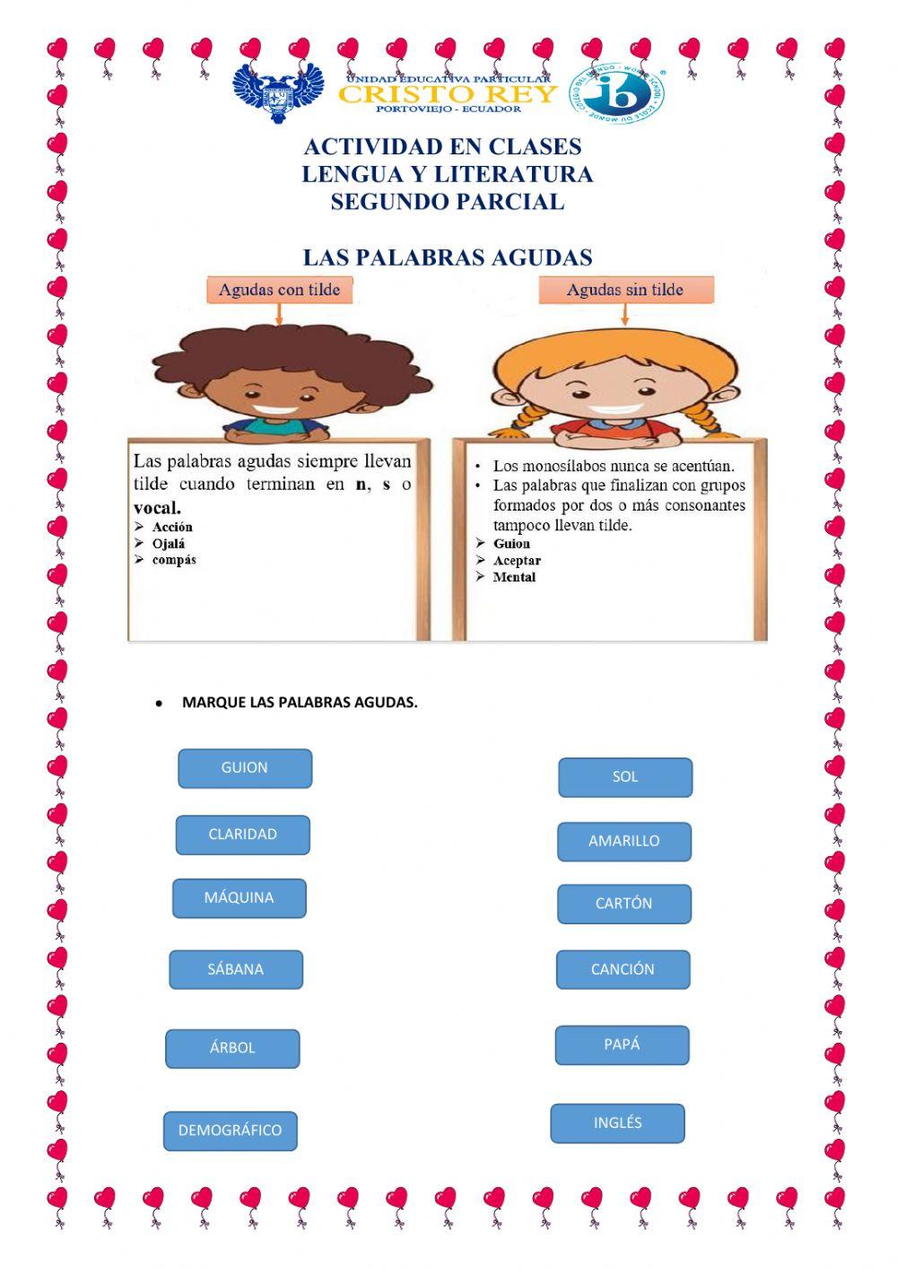 Clasificación de las palabras por el acento